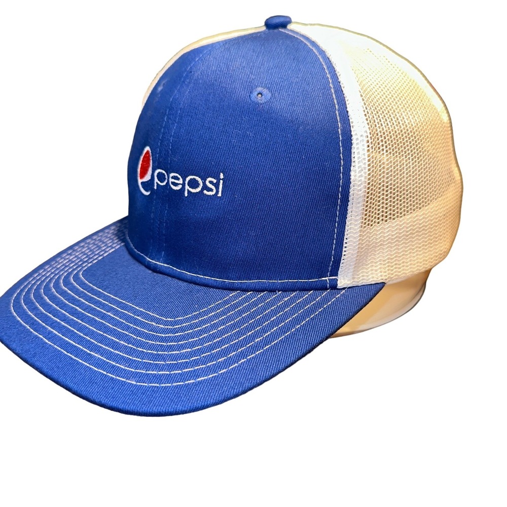 Pepsi Trucker Cap Hat Adjustable Snapback Mesh Back by Port Authority Blue White